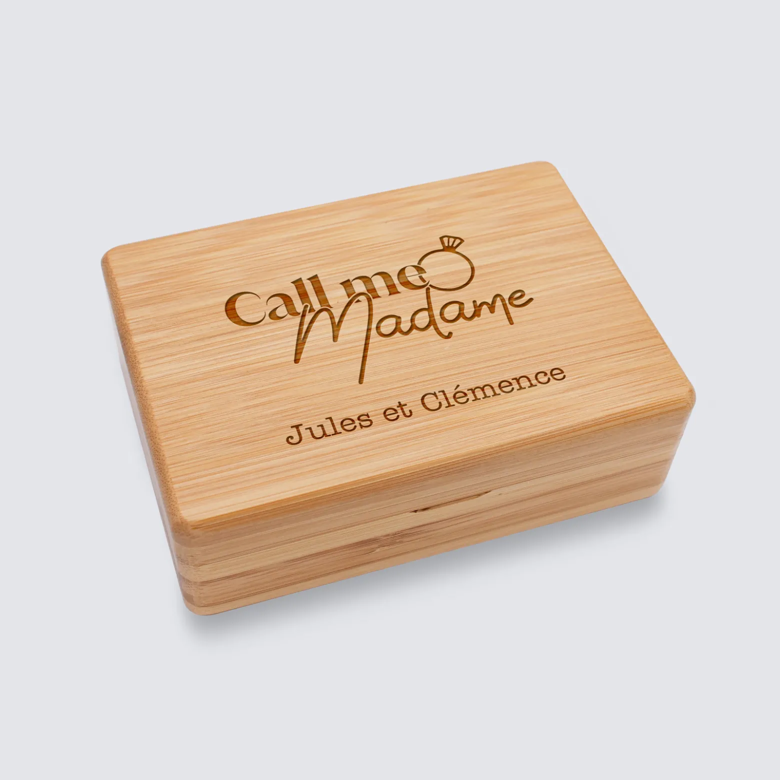 Boîte à bijoux Mariée personnalisée 12x8,5 cm bois gravé