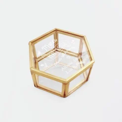 Boîte à bijoux personnalisée hexagonale 8x7x4 cm verre gravé - Edition spéciale 
