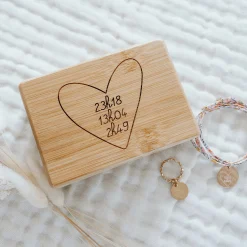 Boîte à bijoux personnalisée 12x8,5 cm bois gravé - HappyBulle x Mon petit Léon