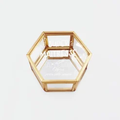 Boîte à bijoux personnalisée hexagonale 8x7x4 cm verre gravé - Edition spéciale