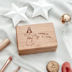 Boîte à bijoux personnalisée 12x8,5 cm bois gravé