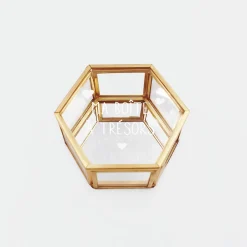 Boîte à bijoux personnalisée hexagonale 8x7x4 cm verre gravé