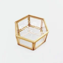 Boîte à bijoux personnalisée hexagonale 8x7x4 cm verre gravé