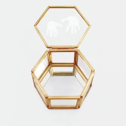 Boîte à bijoux personnalisée hexagonale 8x7x4 cm verre gravé