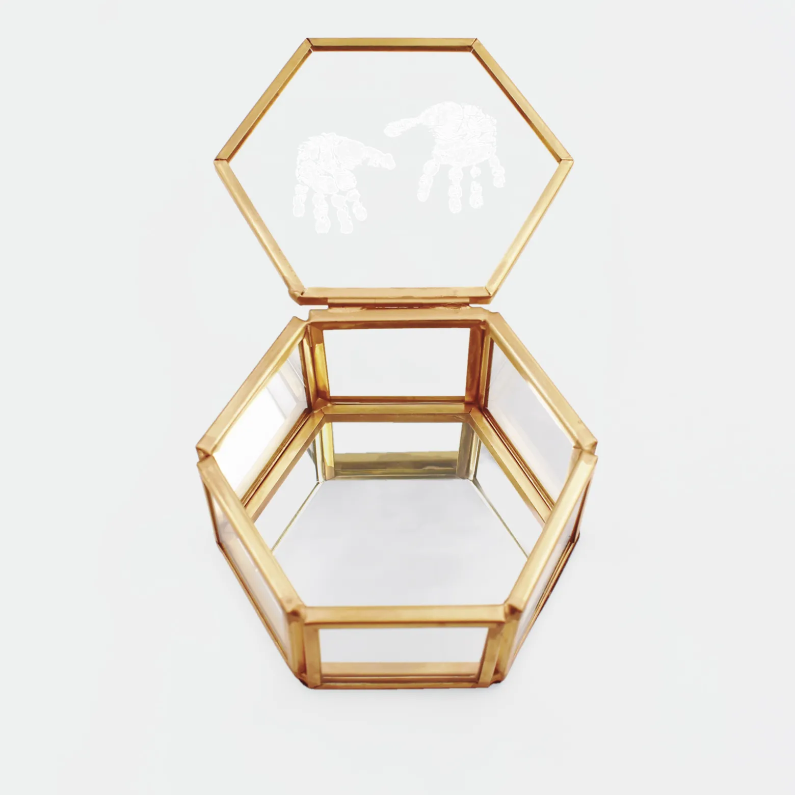 Boîte à bijoux personnalisée hexagonale 8x7x4 cm verre gravé