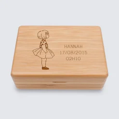 Boîte à bijoux personnalisée prénom 12x8,5 cm bois gravé - HappyBulle x Marie Savart