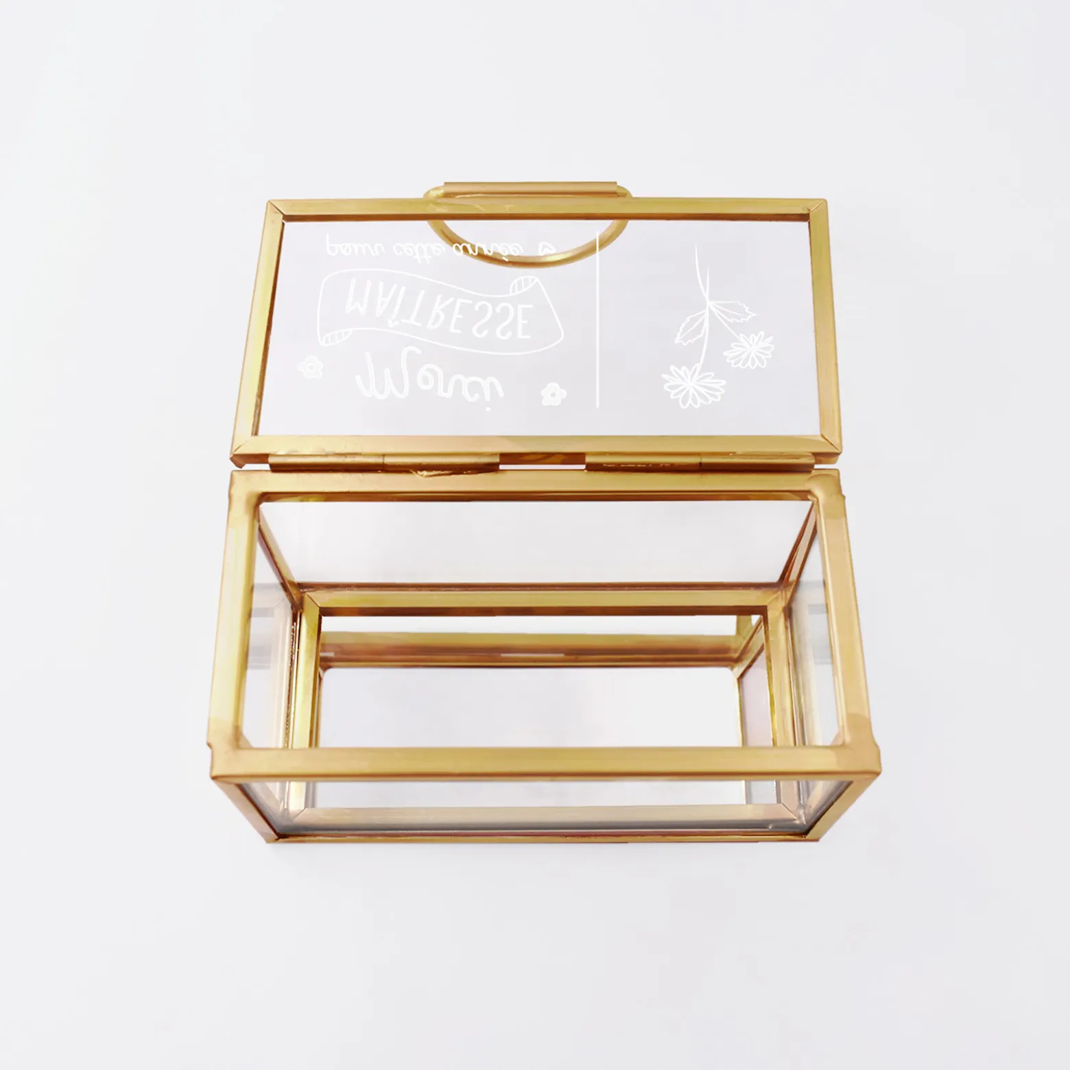 Boîte à bijoux personnalisée rectangle 8x4x4 cm verre gravé - Edition spéciale "Merci maîtresse"