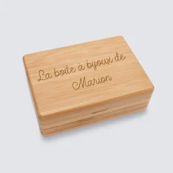 Boîte à bijoux personnalisée 12x8,5 cm bois gravé - Nos petits imparfaits