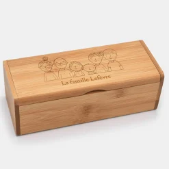 Boîte à lunettes personnalisée bois gravé - édition spéciale "Famille"