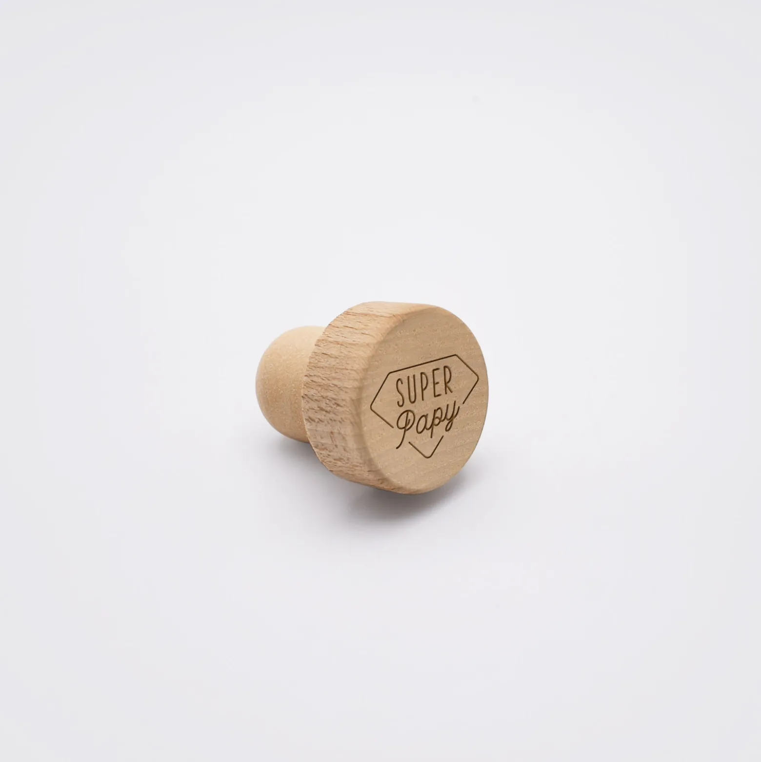 Bouchon de bouteille bois gravé - édition spéciale "Super Papy"