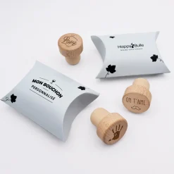 Bouchon de bouteille personnalisé bois gravé