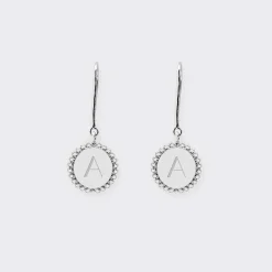 Boucles d'oreilles bohème personnalisées médailles gravées argent initiale 11 mm