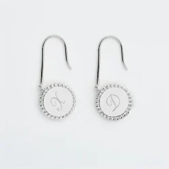 Boucles d'oreilles bohème personnalisées médailles gravées argent initiale 11 mm