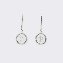 Boucles d'oreilles bohème personnalisées médailles gravées argent initiale 11 mm