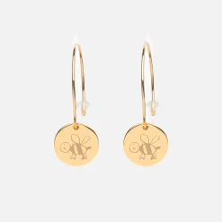 Boucles d'oreilles créoles personnalisées médailles gravées plaqué or 15 mm