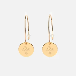 Boucles d'oreilles créoles personnalisées médailles gravées plaqué or 15 mm