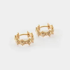 Boucles d'oreilles créoles étoile brillante plaqué or