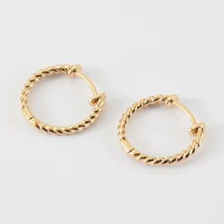 Boucles d'oreilles créoles torsadées 20mm plaqué or