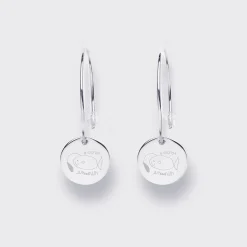 Boucles d'oreilles créoles médailles personnalisées gravées argent 15 mm