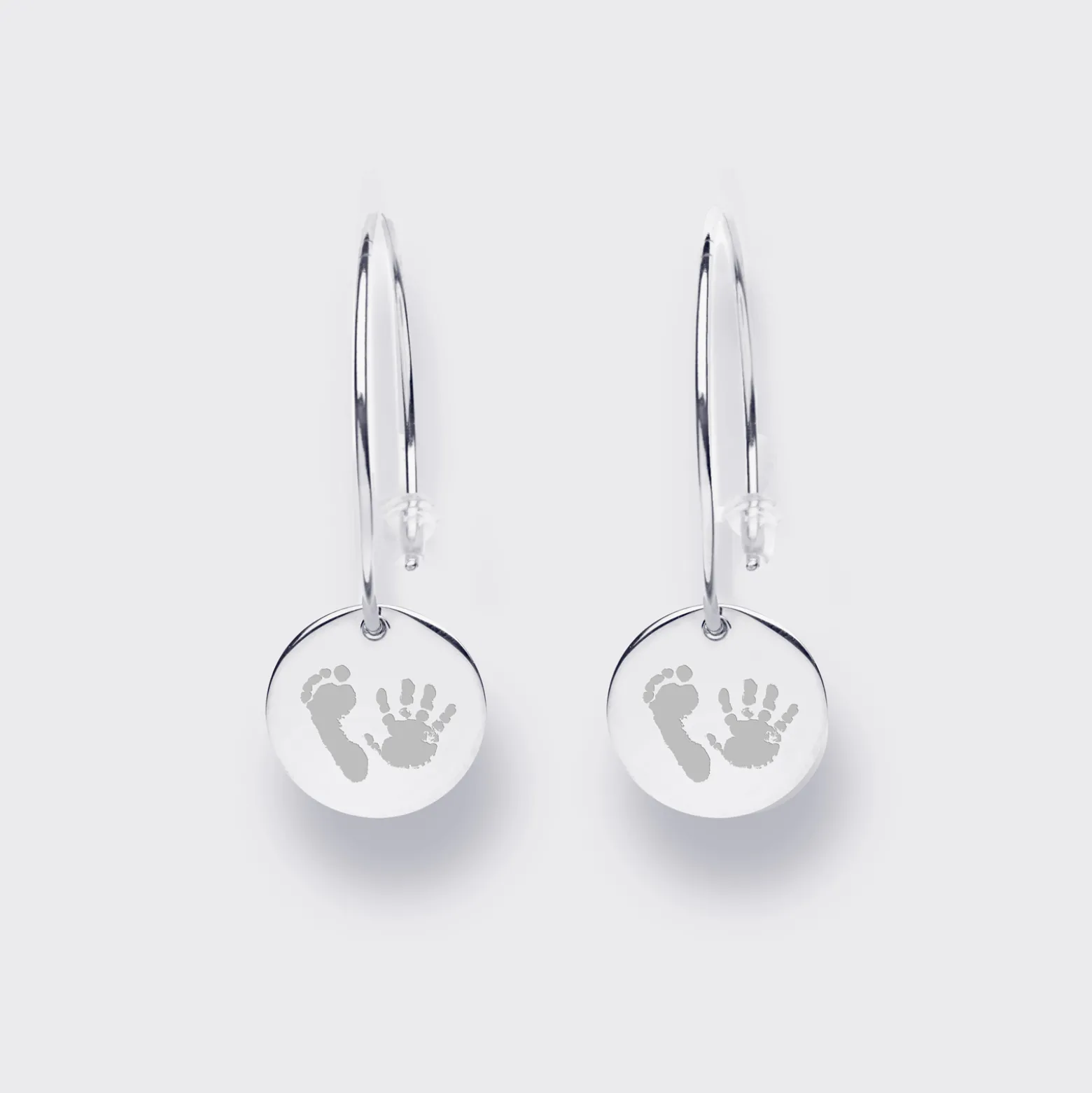 Boucles d'oreilles créoles médailles personnalisées gravées argent 15 mm