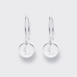 Boucles d'oreilles créoles médailles personnalisées gravées argent 15 mm