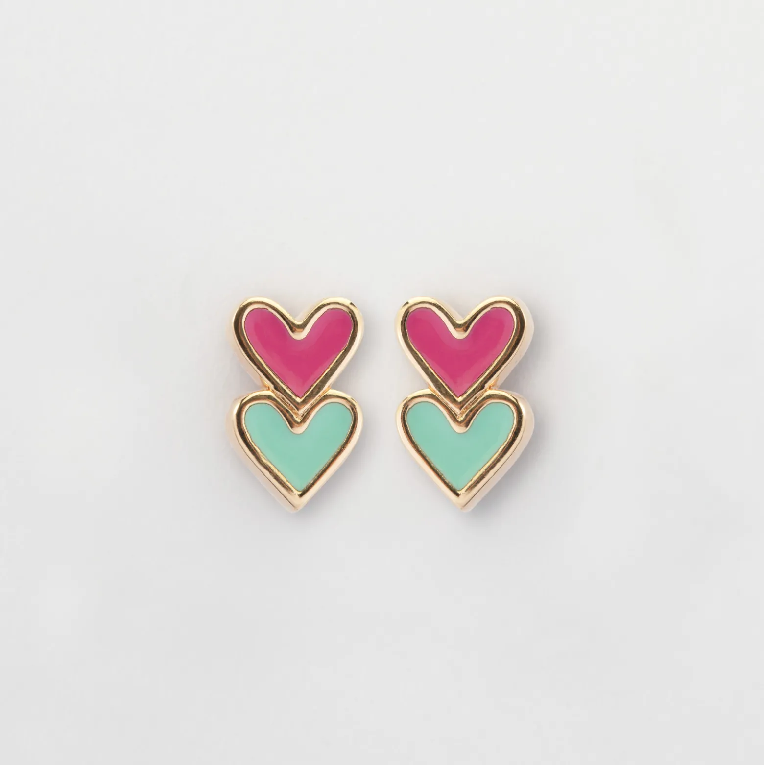 Boucles d'oreilles cœur émail multicolore plaqué or
