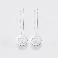 Boucles d'oreilles longues personnalisées gravées argent 15 mm