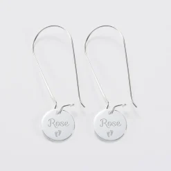 Boucles d'oreilles longues personnalisées gravées argent 15 mm