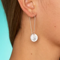 Boucles d'oreilles longues personnalisées gravées argent 15 mm