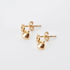 Boucles d'oreilles mini coeur bombé plaqué or
