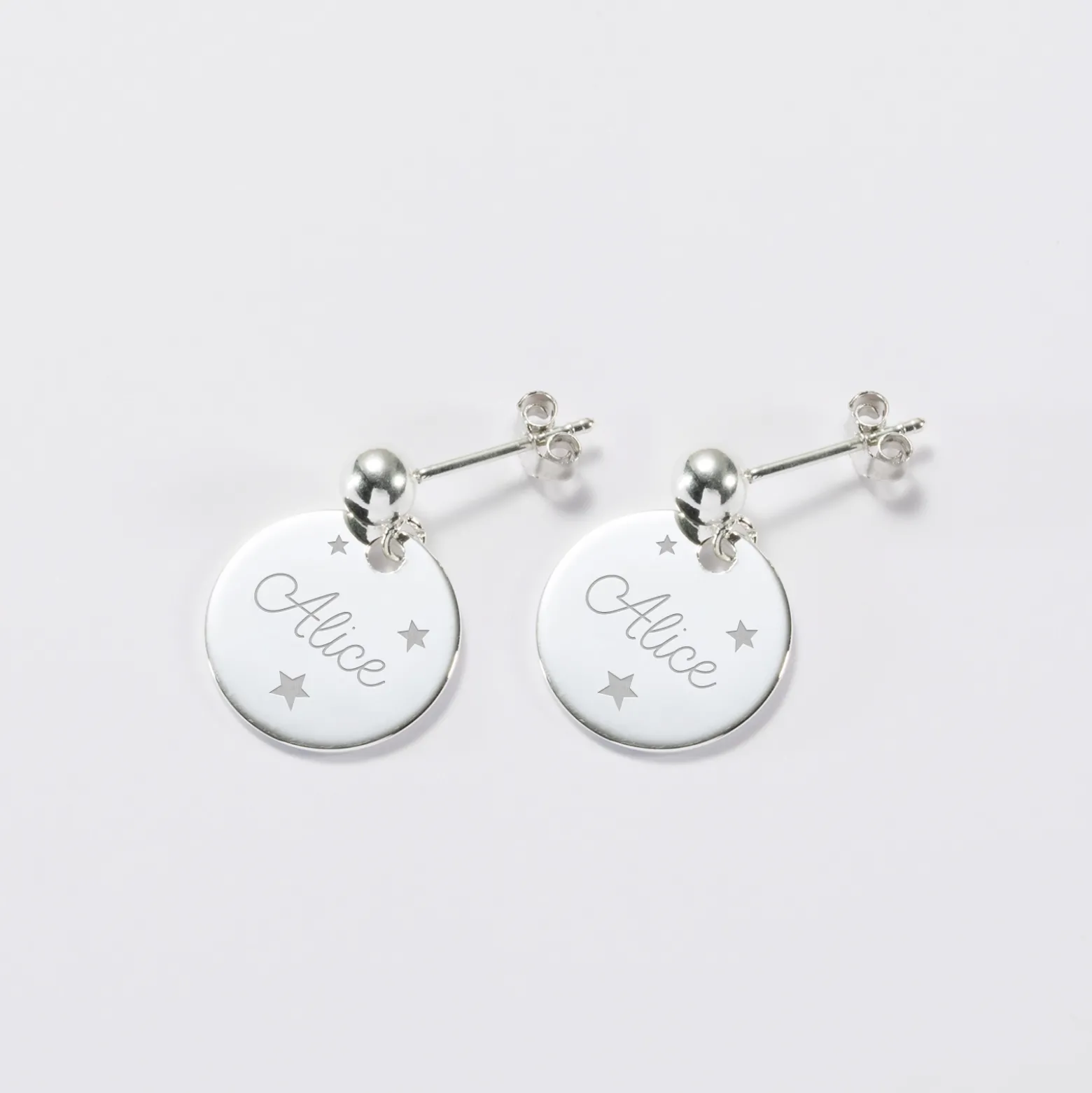 Boucles d'oreilles personnalisées gravées argent 15 mm