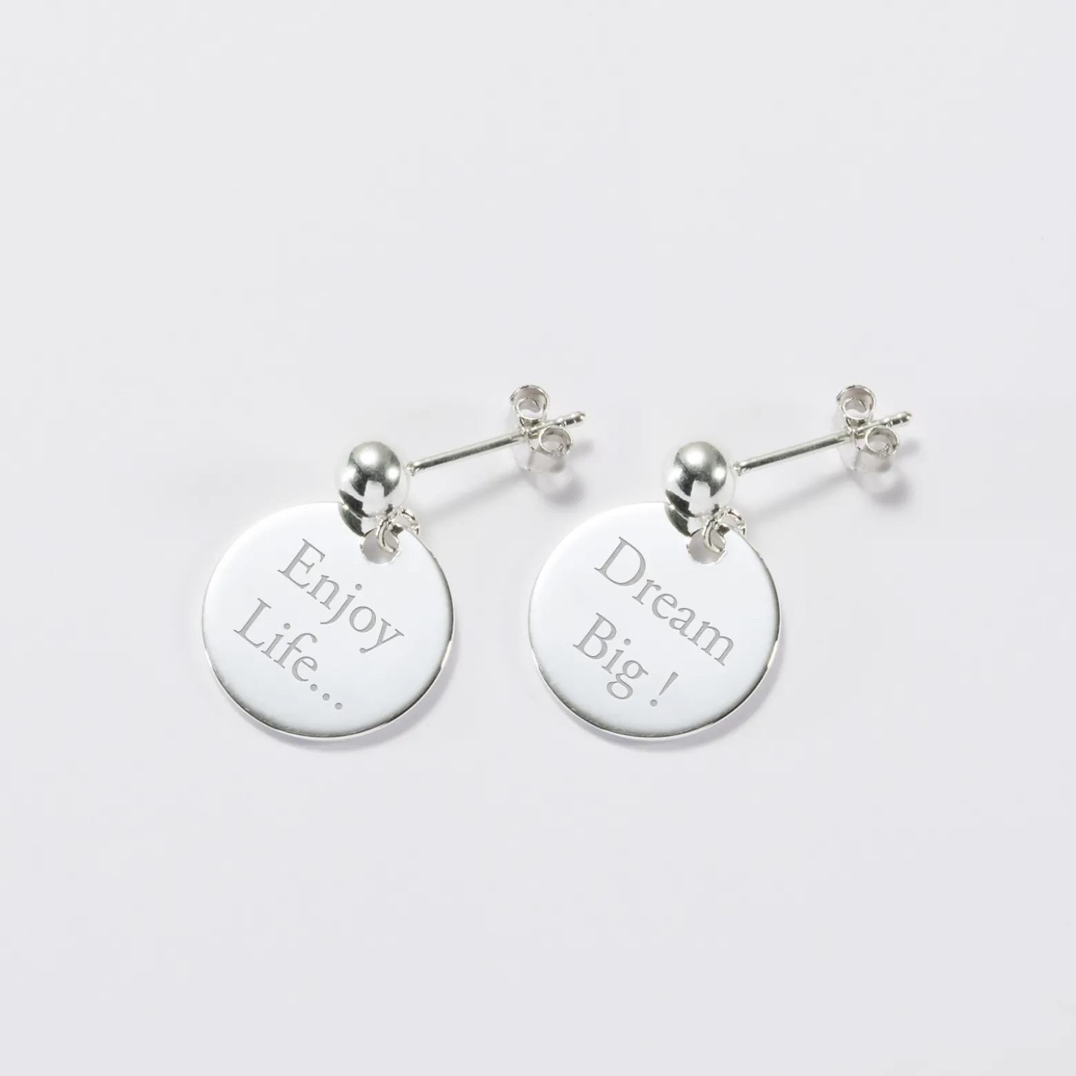 Boucles d'oreilles personnalisées gravées argent 15 mm