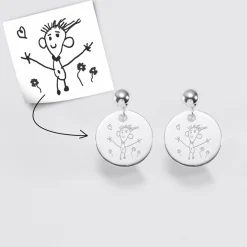 Boucles d'oreilles personnalisées gravées argent 15 mm