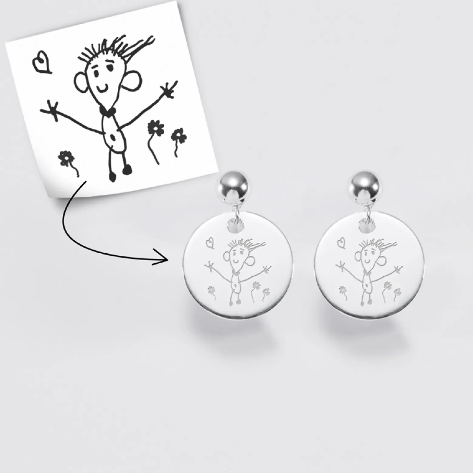Boucles d'oreilles personnalisées gravées argent 15 mm