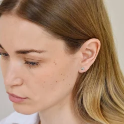 Boucles d'oreilles puces petite fleur argent