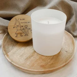Bougie parfumée Fleur d'oranger personnalisé couvercle bois gravé