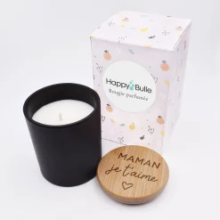Bougie parfumée Fleur d'oranger personnalisé couvercle bois gravé - Nos petits imparfaits
