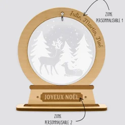 Boule à neige personnalisée bois gravé - édition spéciale