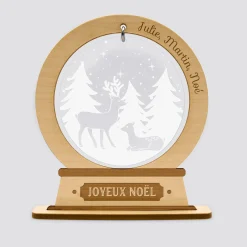 Boule à neige personnalisée bois gravé - édition spéciale