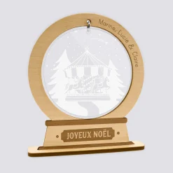 Boule à neige personnalisée bois gravé - édition spéciale 