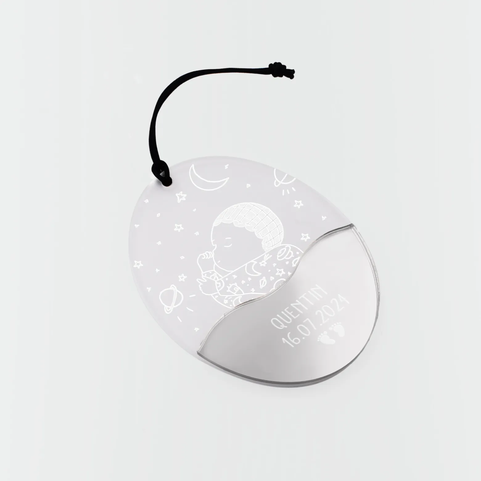 Boule de Noël personnalisée Bébé acrylique givré gravé - HappyBulle x MyLovelyThing