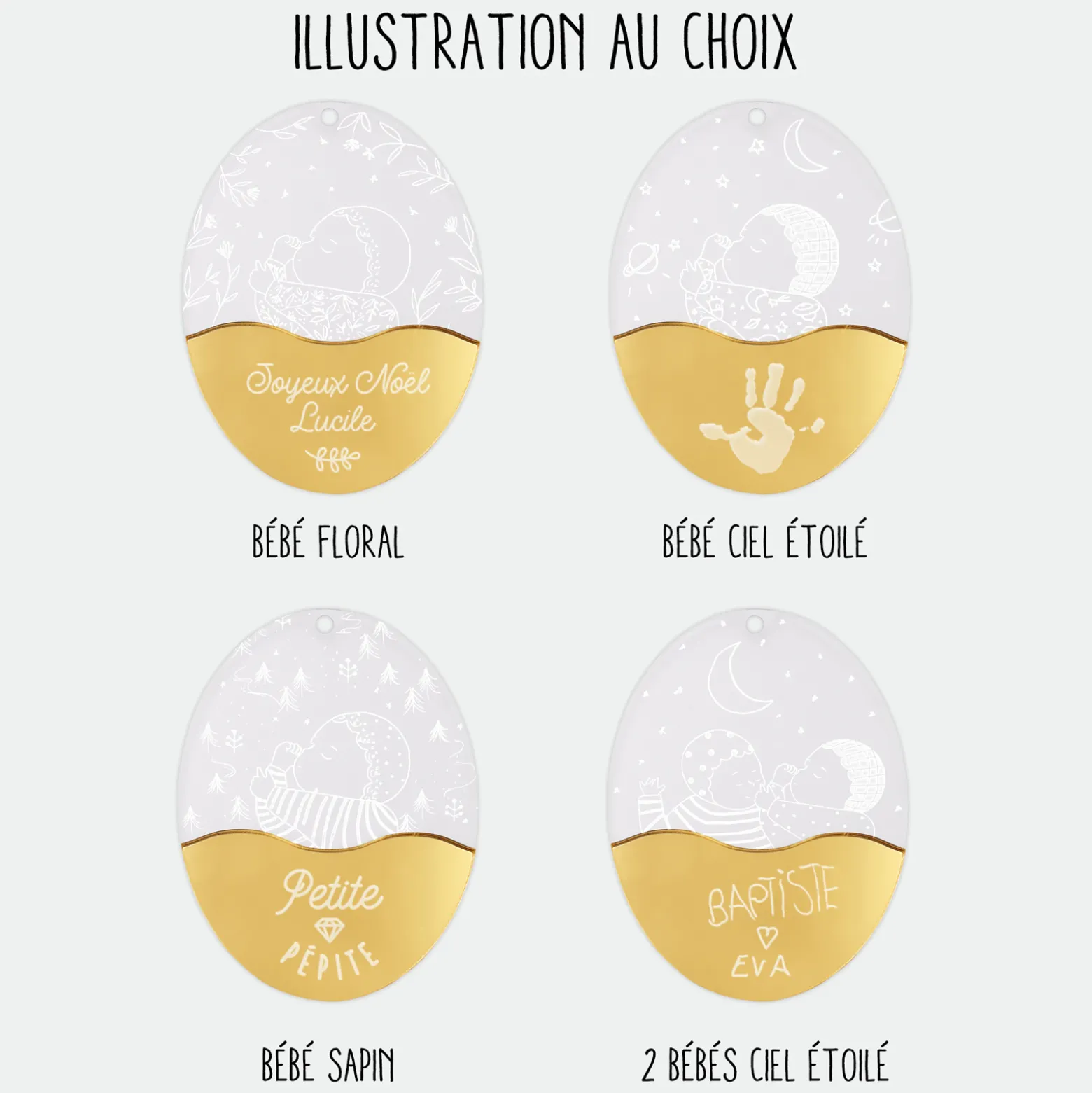 Boule de Noël personnalisée Bébé acrylique givré gravé - HappyBulle x MyLovelyThing