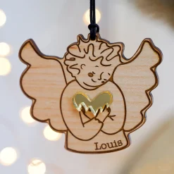 Boule de Noël personnalisée Ange Câlin bois gravé - HappyBulle x MyLovelyThing
