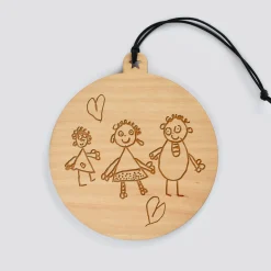 Boule de Noël personnalisée gravée bois ronde