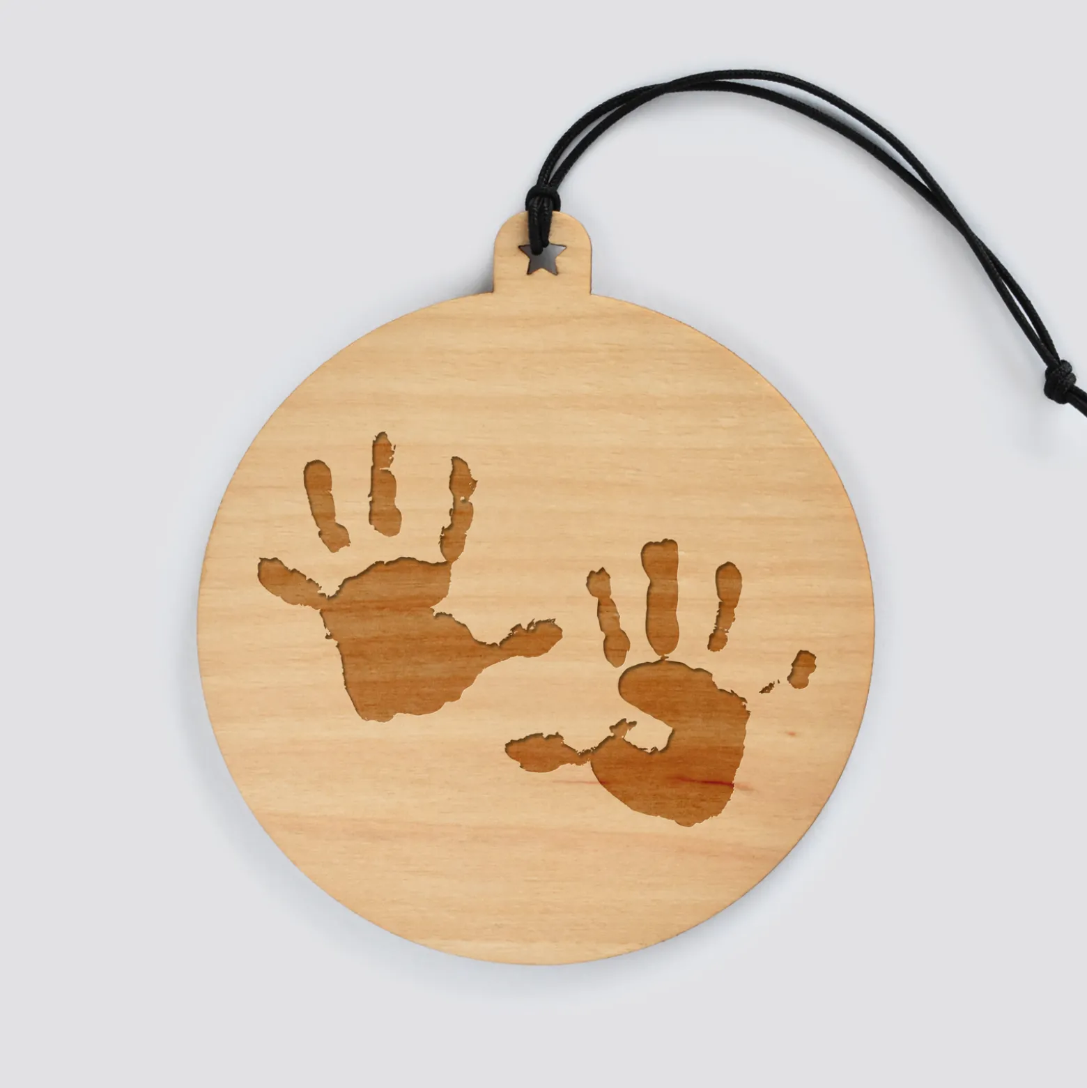 Boule de Noël personnalisée gravée bois ronde
