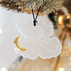 Boule de Noël personnalisée Ange Nuage acrylique givré gravé - HappyBulle x MyLovelyThing