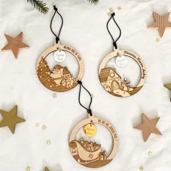 Boule de Noël personnalisée bois gravé - édition spéciale