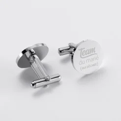 Boutons de manchette EVG personnalisés gravé acier rond 16 mm