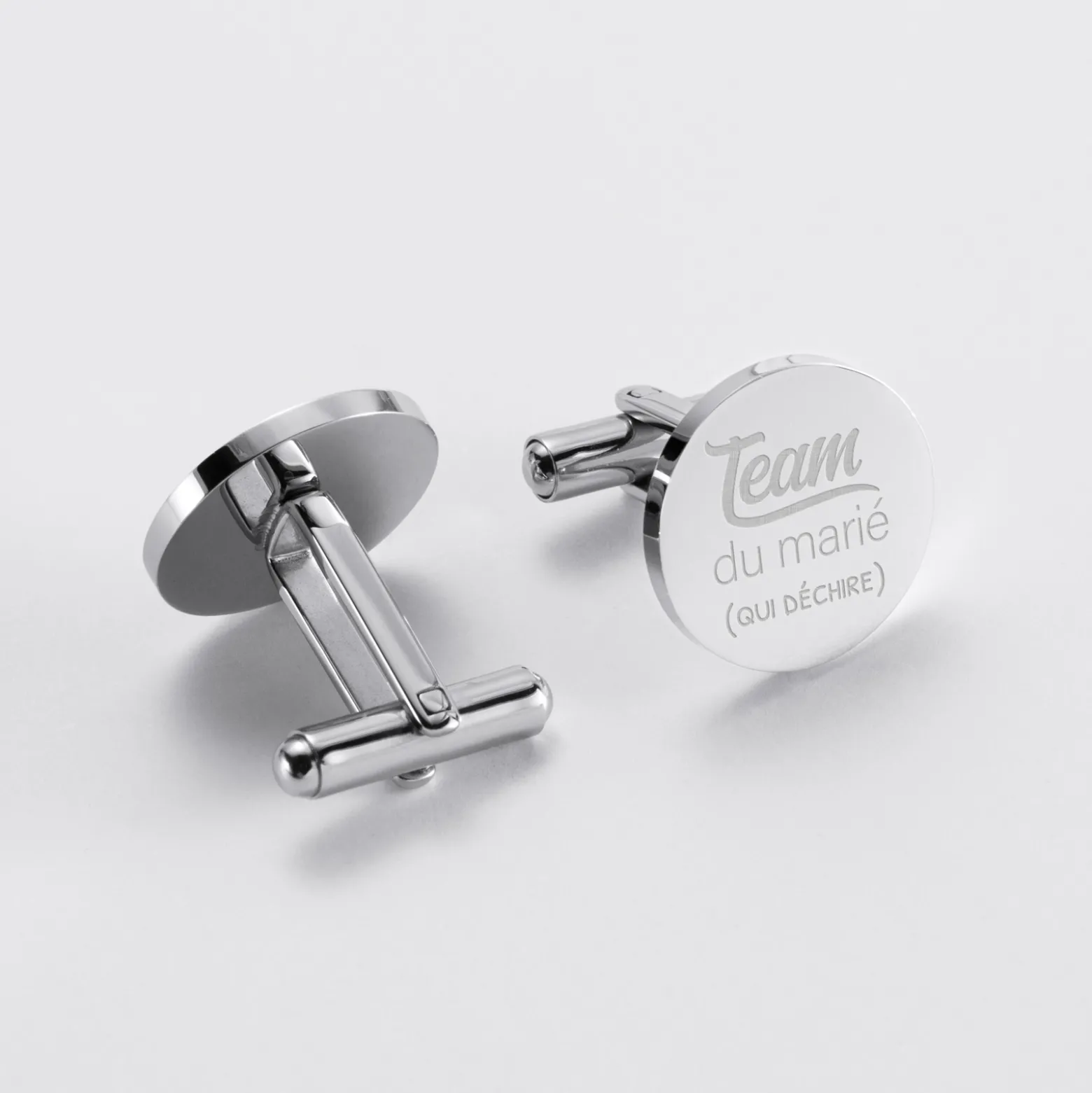 Boutons de manchette EVG personnalisés gravé acier rond 16 mm
