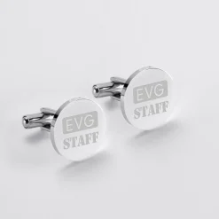 Boutons de manchette EVG personnalisés gravé acier rond 16 mm